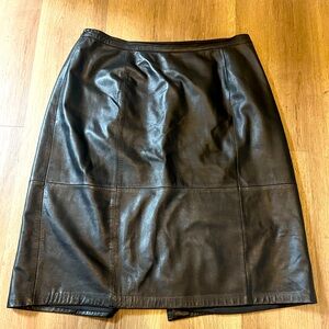 Talbots black 100% leather skirt 18W